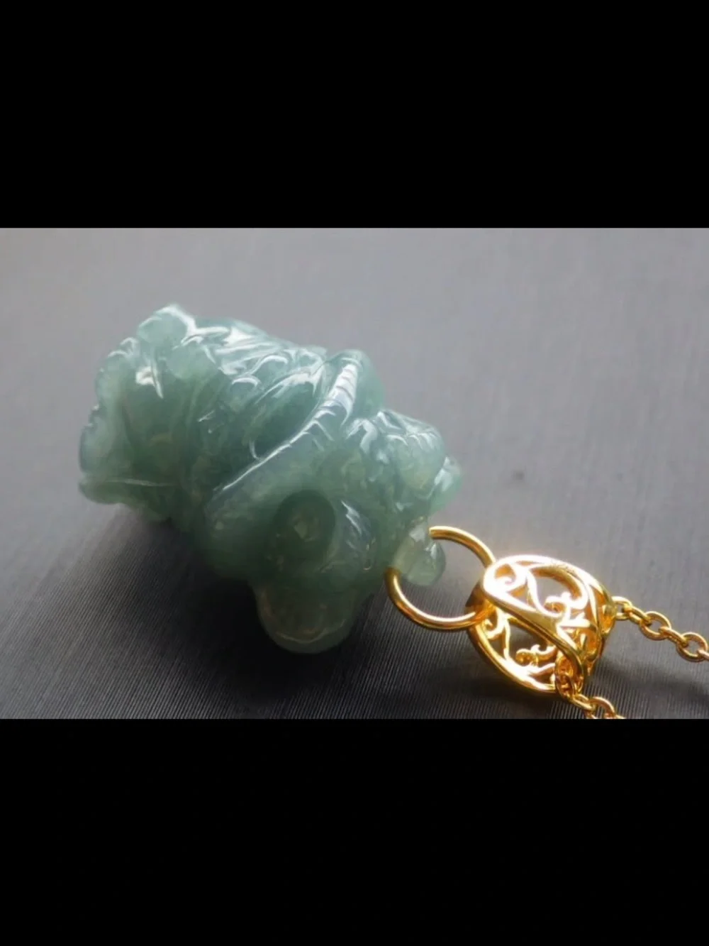 Certificate jadeite Jade Sterling silver 925 light green blue lion dance pendant